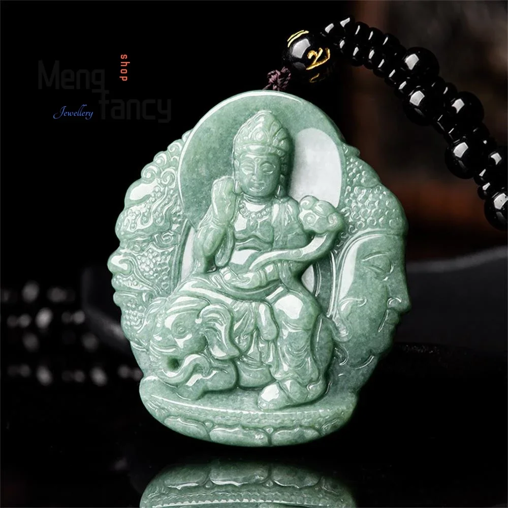 

Natural A-goods Jadeite Puxian Bodhisattva Jade Pendant Zodiac Dragon Snake Guardian God of Destiny Buddha Fashion Fine Jewelry