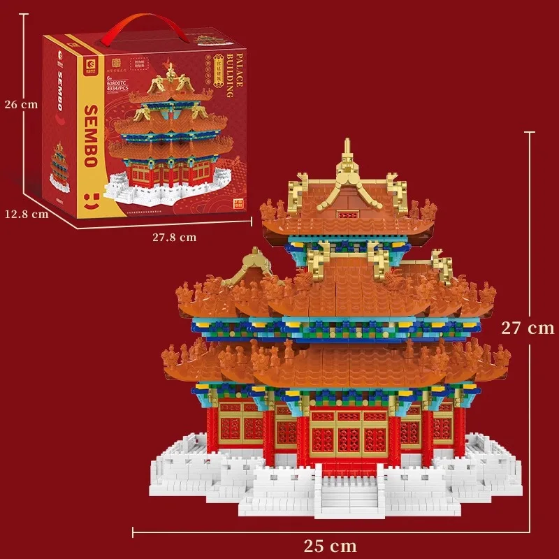 SEMBO Corner Building Blocks China Forbidden City Model Series Large Size Ornaments Kawaii Assembly  Birthday Gift