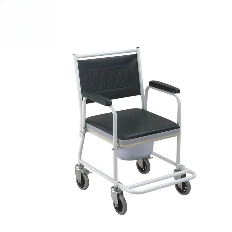 Steel hospital elderly toilet chair hitchhiker with wheels