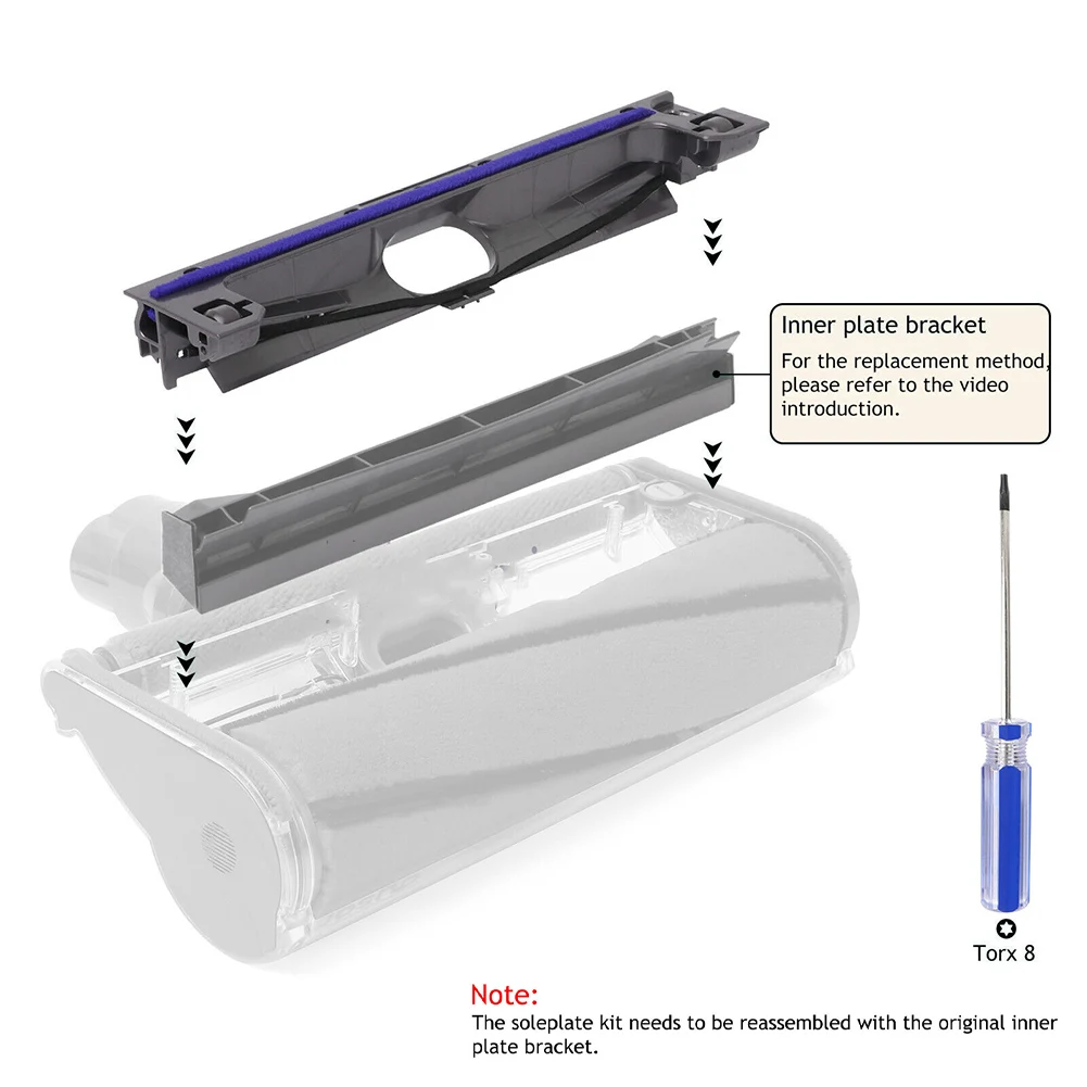 Soleplate cabezal de aspiradora de rodillo suave, pieza de repuesto para Robot barredora, Dyson V6, V7, V8, V10, V11