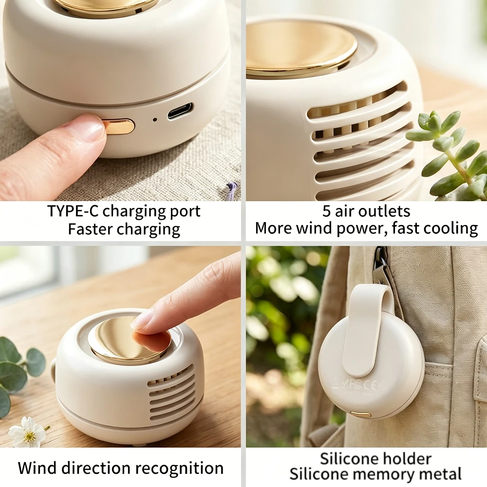 Portable Silent Mini Bladeless Fan Clip On Adjustable 3-Speed Suspended Whirlwind Fans For Outdoor & Travel & Office image 4