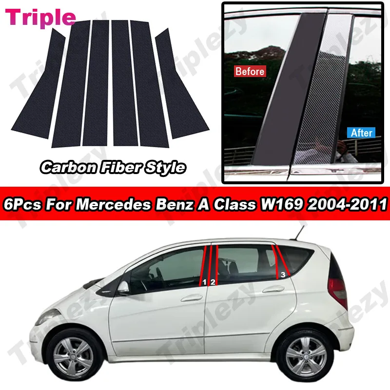 

Накладка на стойку окна, черное углеродное волокно, подходит для Mercedes Benz A Class 150, 160, 180, 200 W169