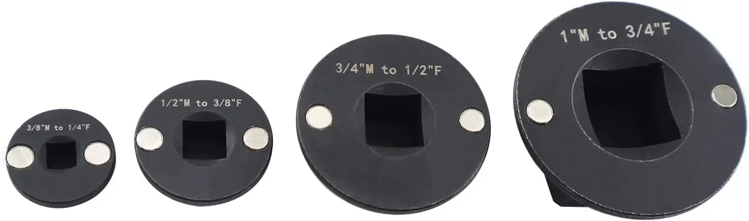 

4PCS Low Profile Impact Socket Adapter Set (1' to 3/4', 3/4' to 1/2', 1/2' to 3/8', 3/8' to 1/4')