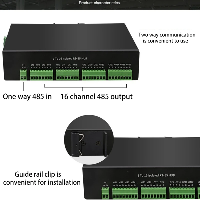 1 a 16 concentrador RS485 tipo aislamiento grado industrial divisor concentrador RS485 bidireccional