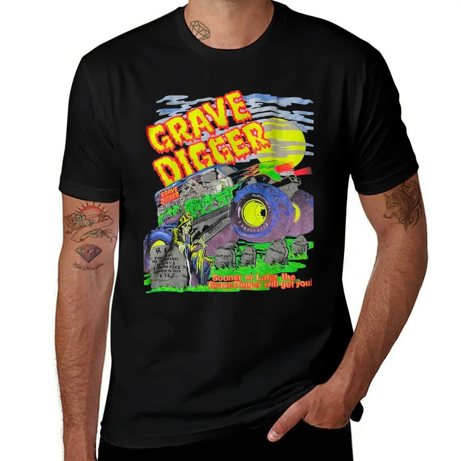 

Grave Digger Will Get You Racing Vintage T-Shirt cotton t shirts man 100% t shirt for man man t shirt cotton T-Shirt