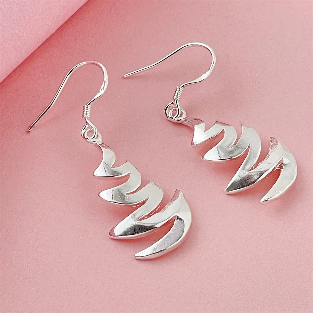 

925 Sterling Silver Studs Twisted Pine Earrings Ladies Simple Fashion Studs Birthday Party Anniversary Jewelry Gift