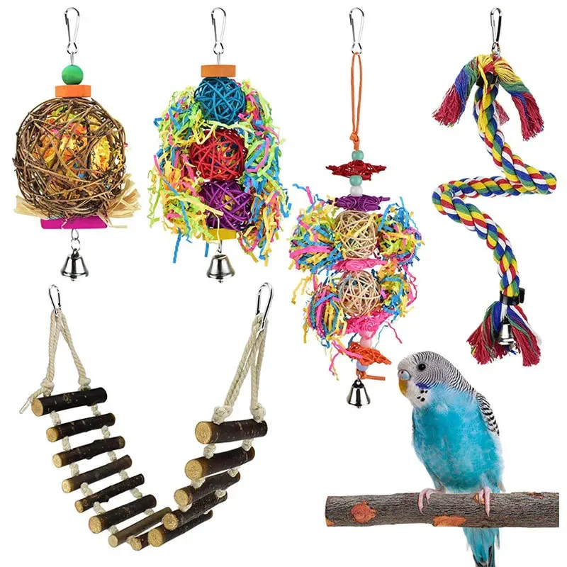 

Bird Toy Combination Set, Bird Cage Accessories, Bird Supplies, Bite Swing, Vine Ball, Parrot Toy