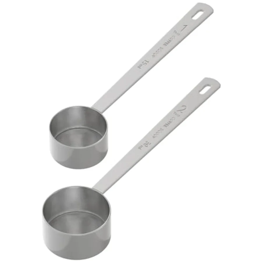 

Набор ложок для кофе из 2 предметов с длинной ручкой для точного заваривания: мерные ложки из нержавеющей стали 15 мл и 30 мл идеально подходят для кофе E