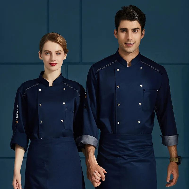 Chef Jacket Men Women Fashion Canteen Restaurant Hotel Waiter Clothes Long Sleeve Cook Coat