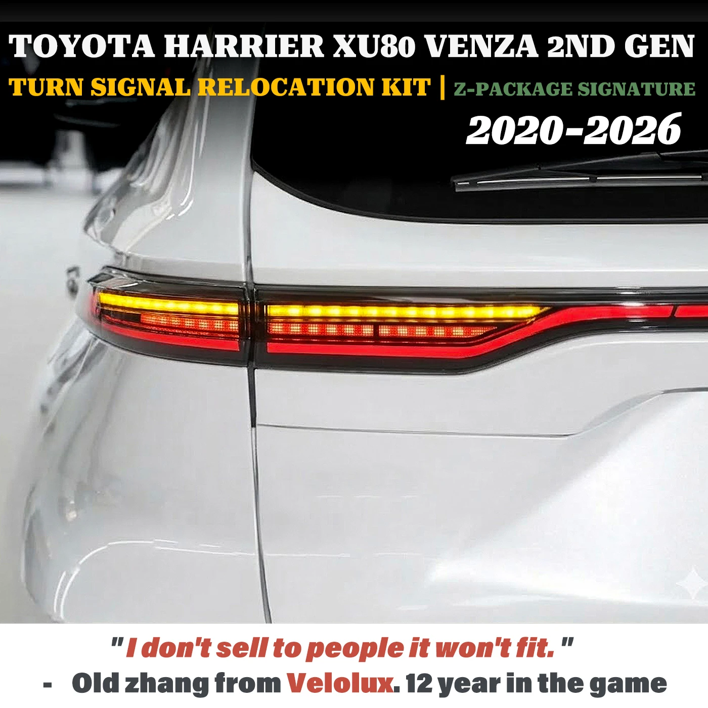 

Для Toyota Harrier Venza 2020-2026: Комплект для переустановки светодиодных задних фонарей с динамическим последовательным сигналом поворота, Plug & Play