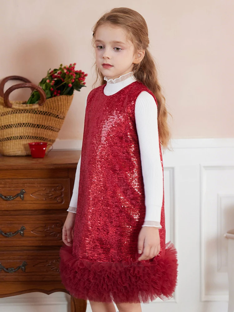Girls Winter Princess Dress | Sparkly Sequin & Velvet Sleeveless Party Dress | Holiday Christmas & Birthday Outfit for Toddler