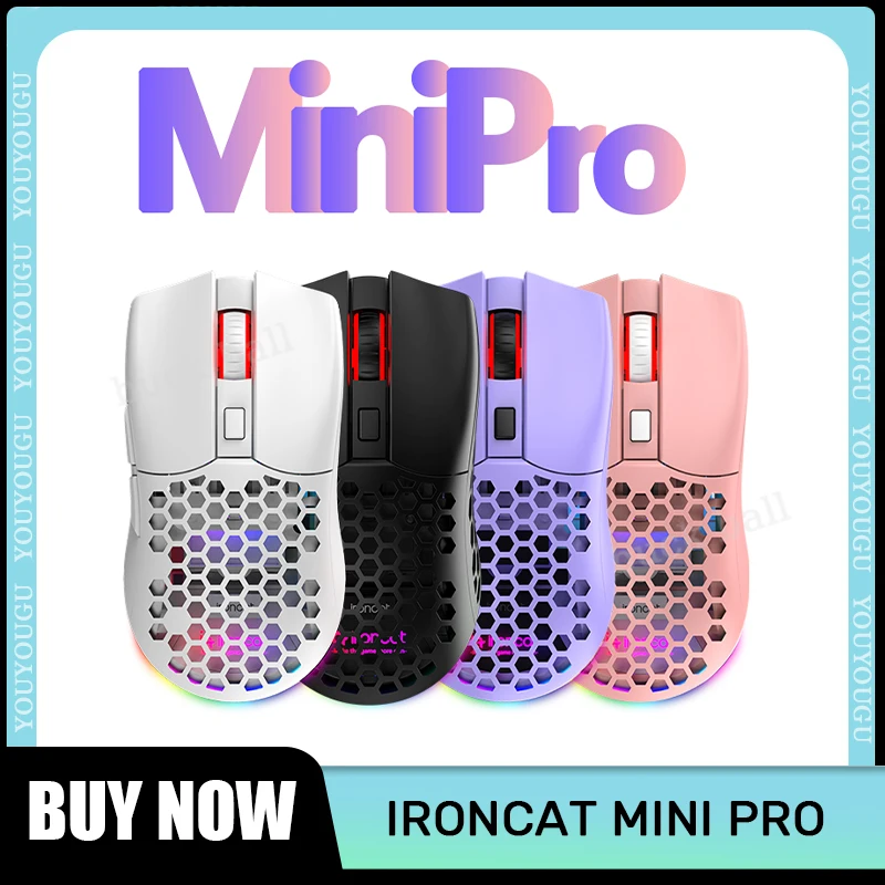 

Ironcat Mini Pro Gaming Mouse 2.4g Wireless 2 Mode Lightweight Pmw3395 Macros Mouses Office Esports Gaming Mouses For Laptop Pc