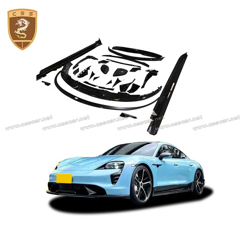 3k Twill Webart Carbon Te-Chart Stil Auto Front lippe Diffusor hinten Enten schwanz Flügel Body Kit für Porsche Taycan