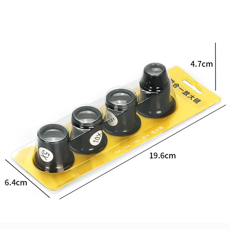 4pcs/set Eye Loupe Magnifiers 5x/10/15x/20x Watch Repair Tool Kit Jewelry Loupe Eyepiece Magnifiying Glass Watchmaker Tools