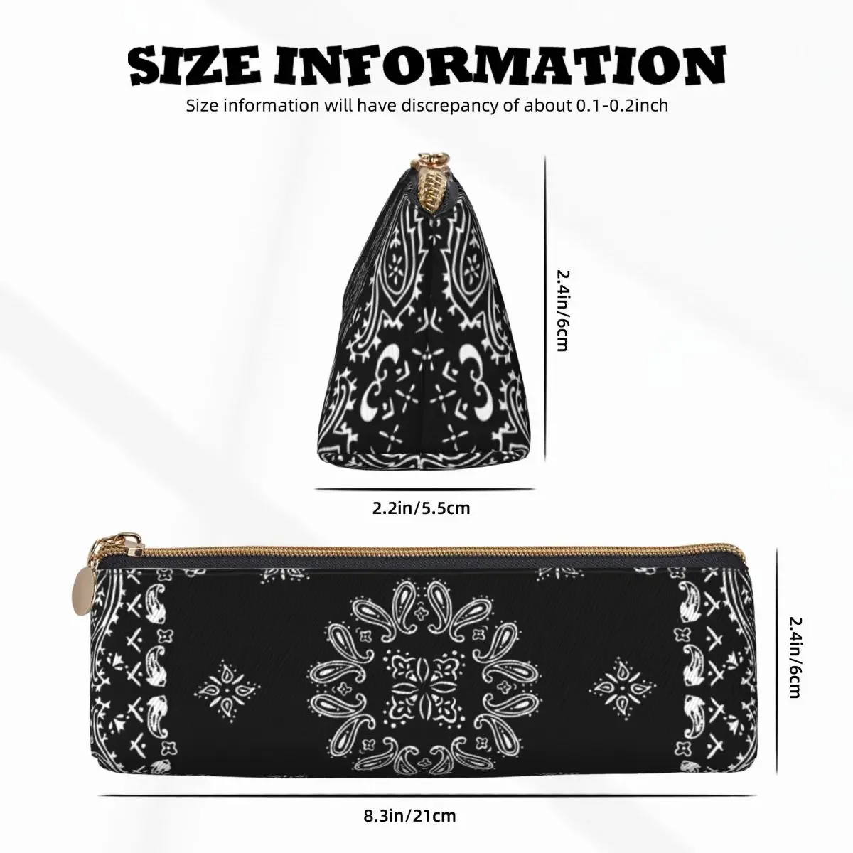 Vintage Pencil Case Traditional Floral Paisley Pen Box Black Retro School  Cases Boy Girl Zipper Printed  Stationery