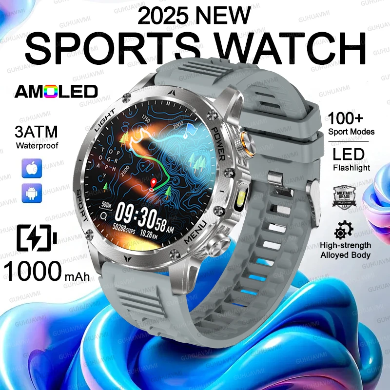 

Men 1.7-inch AMOLED HD Screen Smart Watch 1000mAh Battery Heart Rate Bluetooth Call NFC GPS IP68 Waterproof Sports Fitness Watch