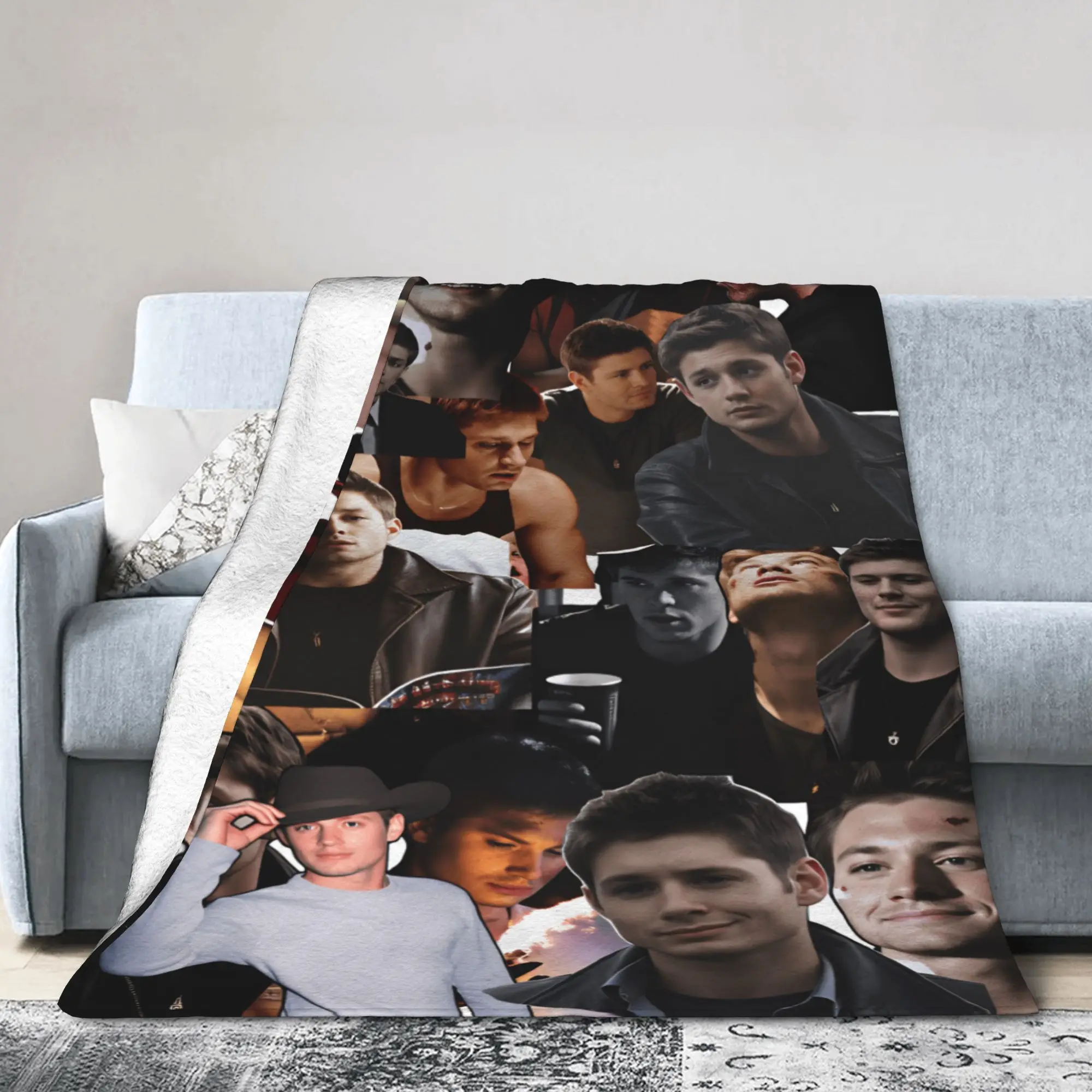 Sam Winchester Supernatural Collage Printed  Super Soft Blanket  Plush Throw Blanket Couch Chair Flannel Bedspread Bed Cover