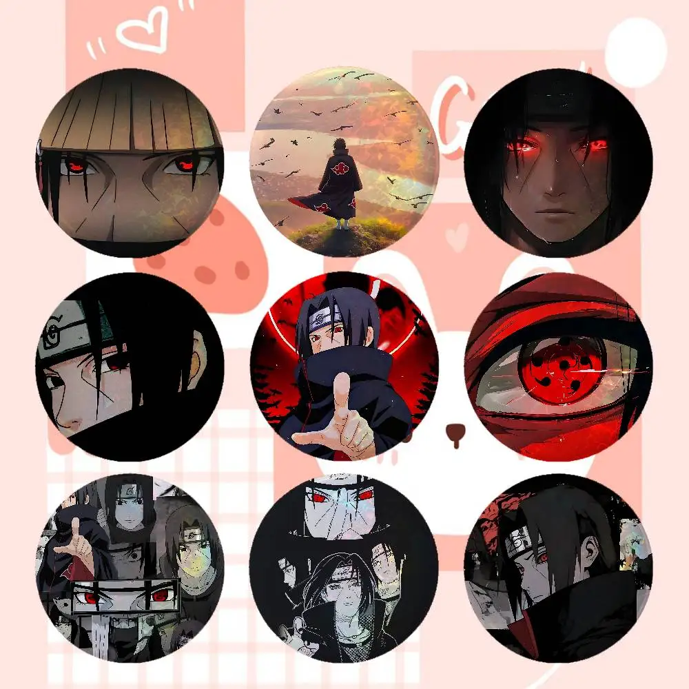 U-Uchiha L-Itachi Anime Game Laser Double Flash Tinplate Badge Cartoon Character Pin Brooch Fan Collectible Cosplay Merchandise