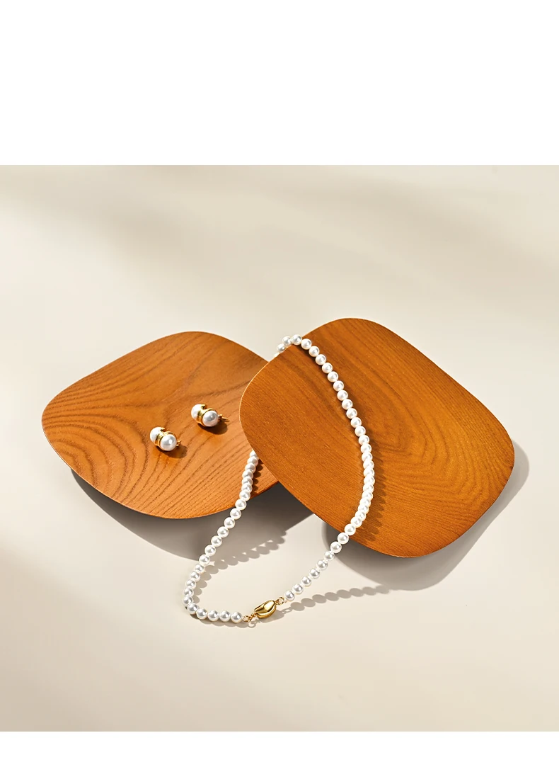 Oirlv Holzschmuck-Präsentationstablett - Natürliches Holzmaserungsdesign, ideal zur Präsentation von Schmuck, Halsketten und kleinen Accessoires. – Detail 7