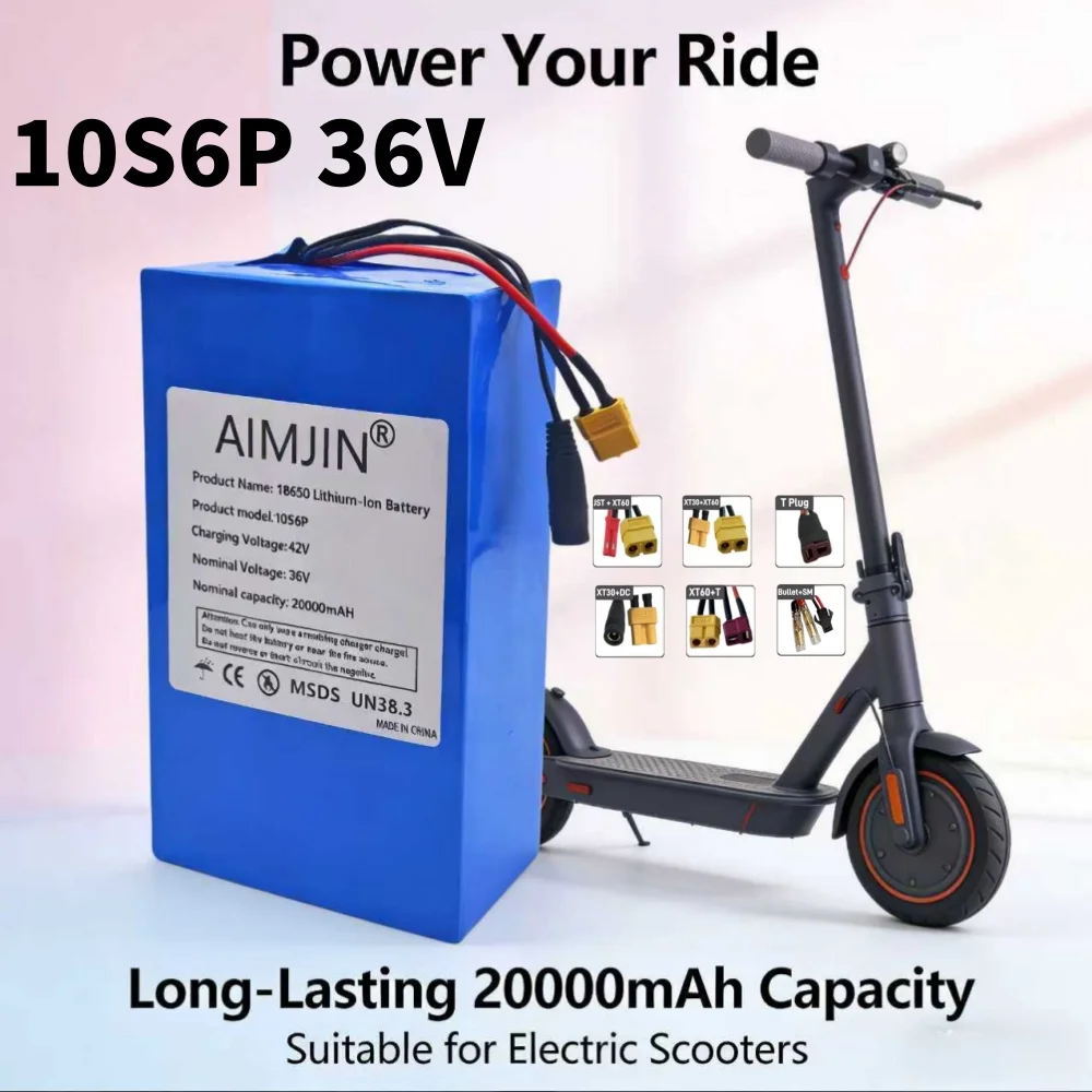 

10S6P 36V 20000mAh High-capacity Rechargeable 18650 Li-ion Battery Pack Built in BMS Suitable for Electric Scooter Battery