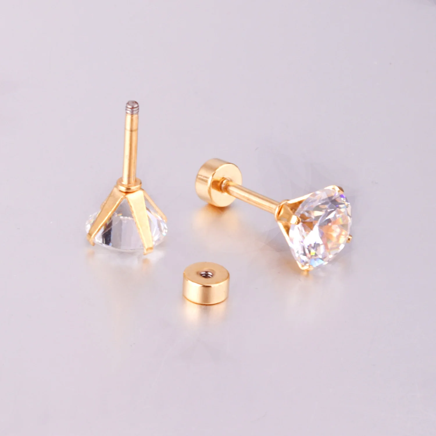 12Pair Cubic Zirconia Stud Earrings Round Crystal Stainless Steel No Fade Simple Screw Earrings Jewelry Gifts Wholesales Vintage