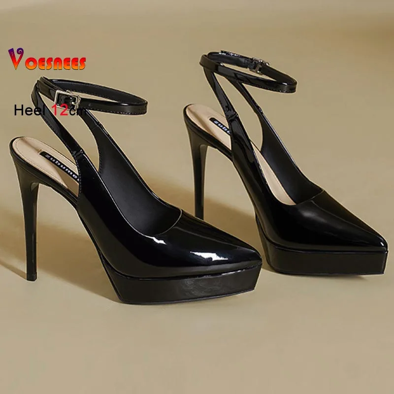 جديد 12 سنتيمتر عالية الكعب النساء الصنادل مثير خنجر أحذية موضة مدبب تو الفم الضحلة سميكة سوليد حذا فردي للسيدات الصيف الصنادل #4