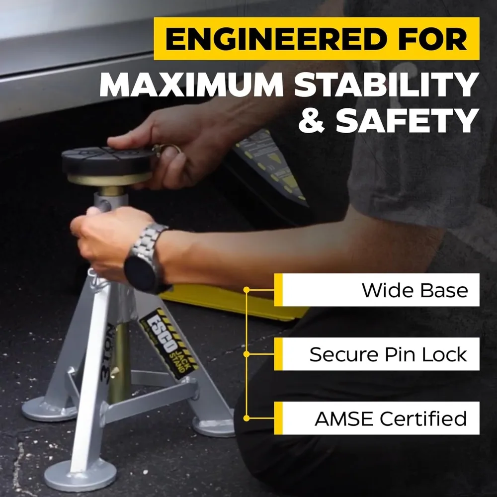 견고한 3톤 용량의 잭 스탠드, 한 쌍, 신뢰할 수 있는 차량 지지 및 유지보수용