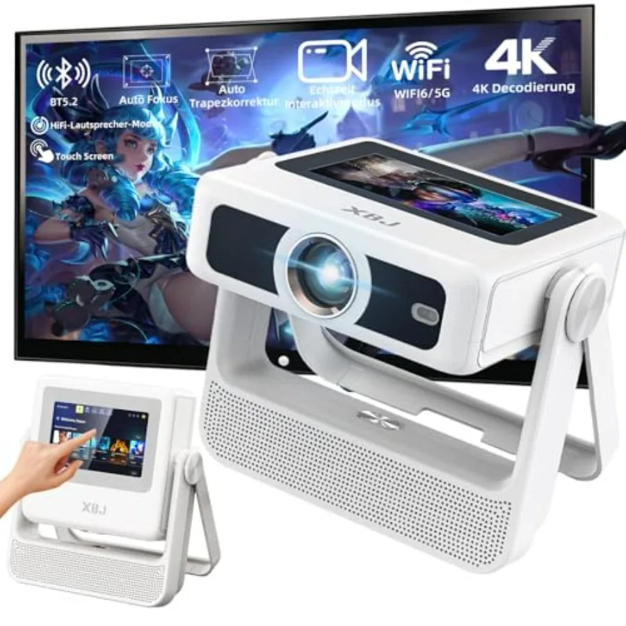 

Портативный проектор A5pro с поддержкой Wi-Fi и Bluetooth, 4K, для улицы, с автоматической фокусировкой, мини-проектор для фильмов, с подставкой на 180°