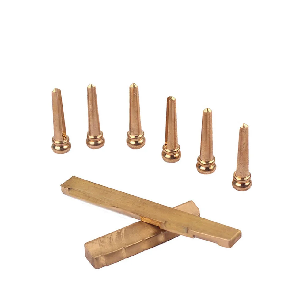 

Acoustic Guitar Brass Bridge Saddle Nut Set Ultra Thin Lightweight Durable Professional Replacement Guitar Accessories