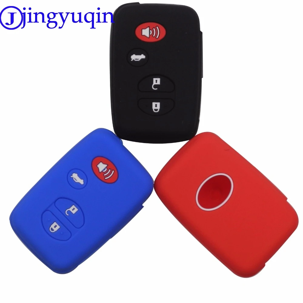 Jingyuqin 10Ps 4 Tombol Remote Silikon Mobil Fob Kunci Case Cover Shell Pemegang untuk Toyota Highlander Prius V Venza land Cruiser