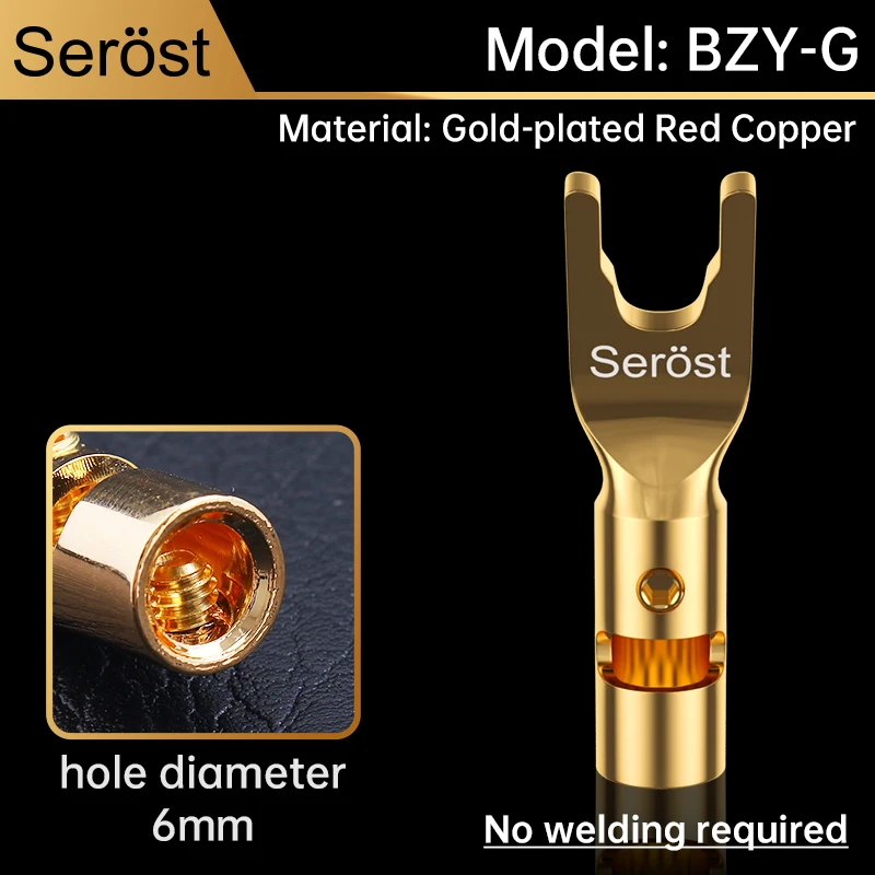 Serost HiFi Audio Bananenstecker U/Y Gabelstecker Vergoldeter Kupferstecker für Lautsprecher- und Verstärkerkabel DIY – Detail 6