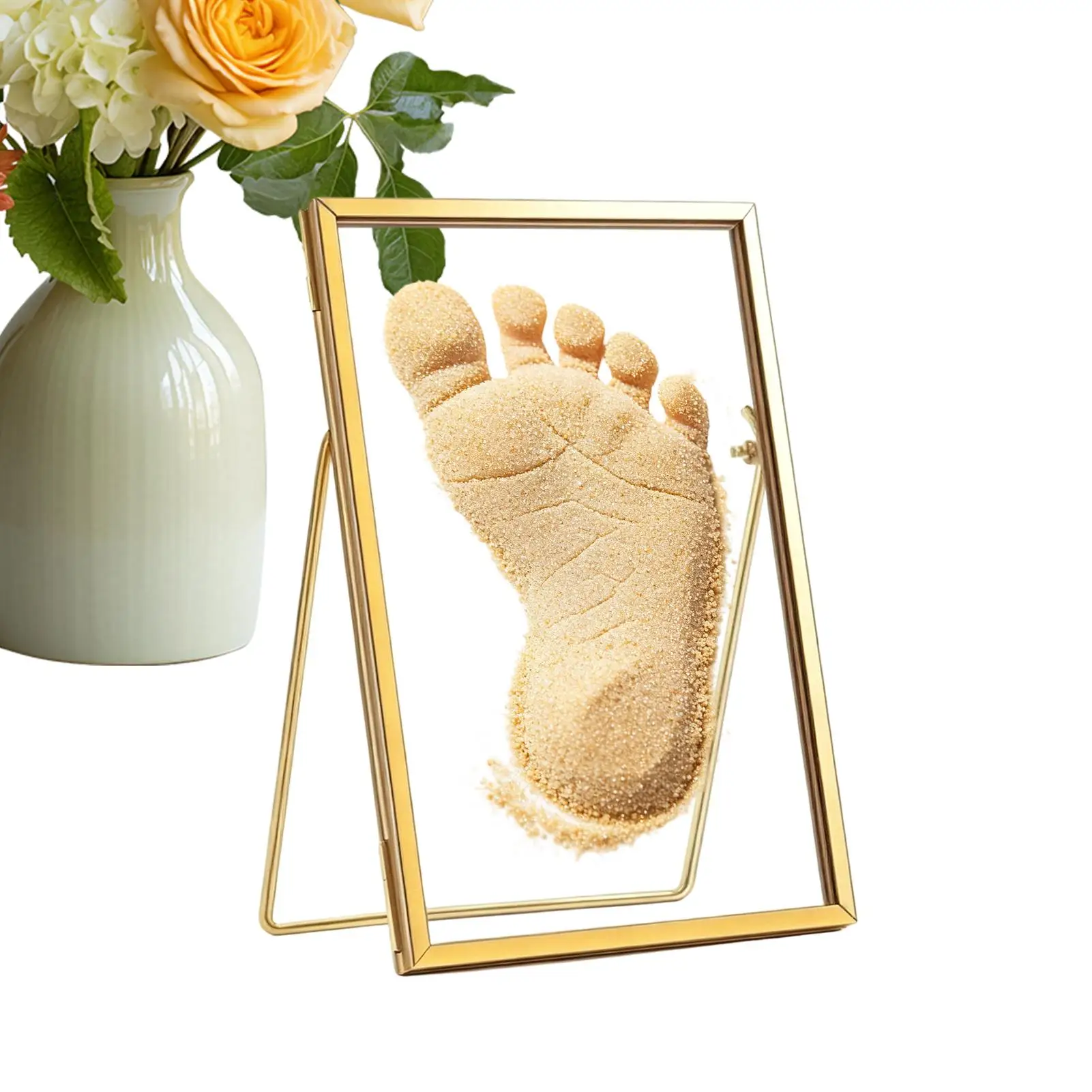Kids Handprint Frame Metal DIY Craft Rustic Home Decor Kids Pet Handprint Footprint Frame For Home Dorm Apartment Bedroom Living