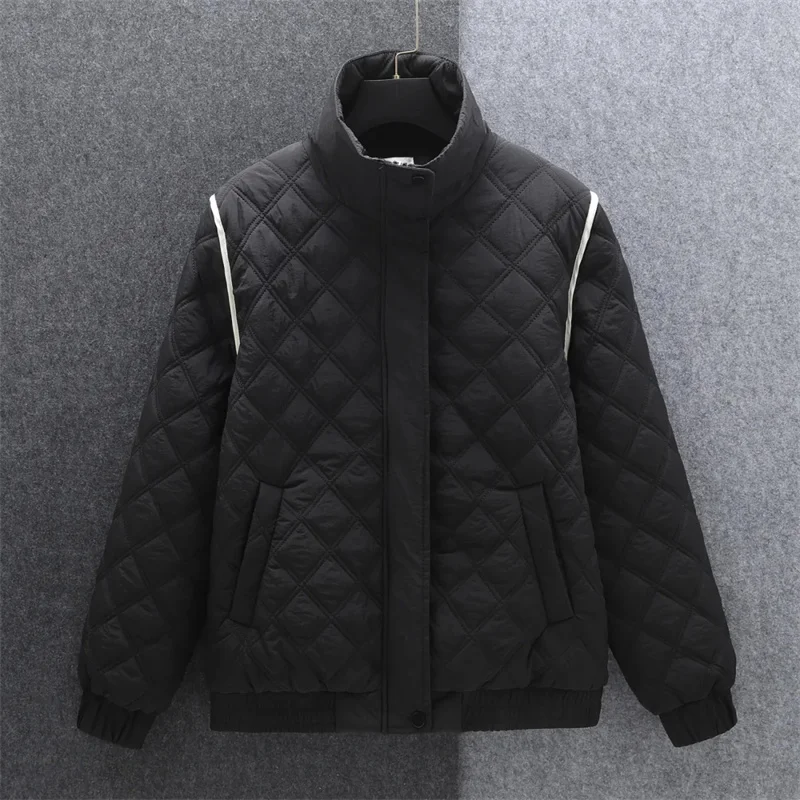 

Diamond Square Fashion Loose Short Down Cotton-pPadded Jacket Women's Winter New Korean Stand Collar Warm Cotton-Padded Jacket