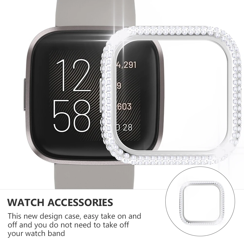 

1 pc Diamond Cover Durable Protective Case Compatible With Fitbit Anti-Scratch Shockproof Smart Watch Protector Hard Pc Material