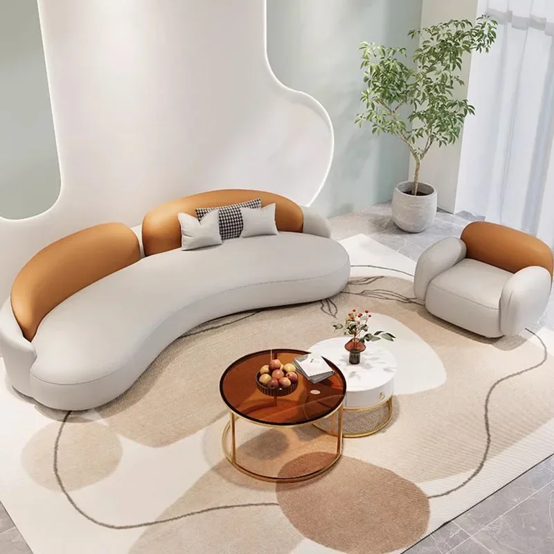 Funky Fancy Elegant Sofas Kawaii Orange Cute Lazzy Floor Living Room Sofas Sectional White Modern Schlafsofa Trendy Furniture