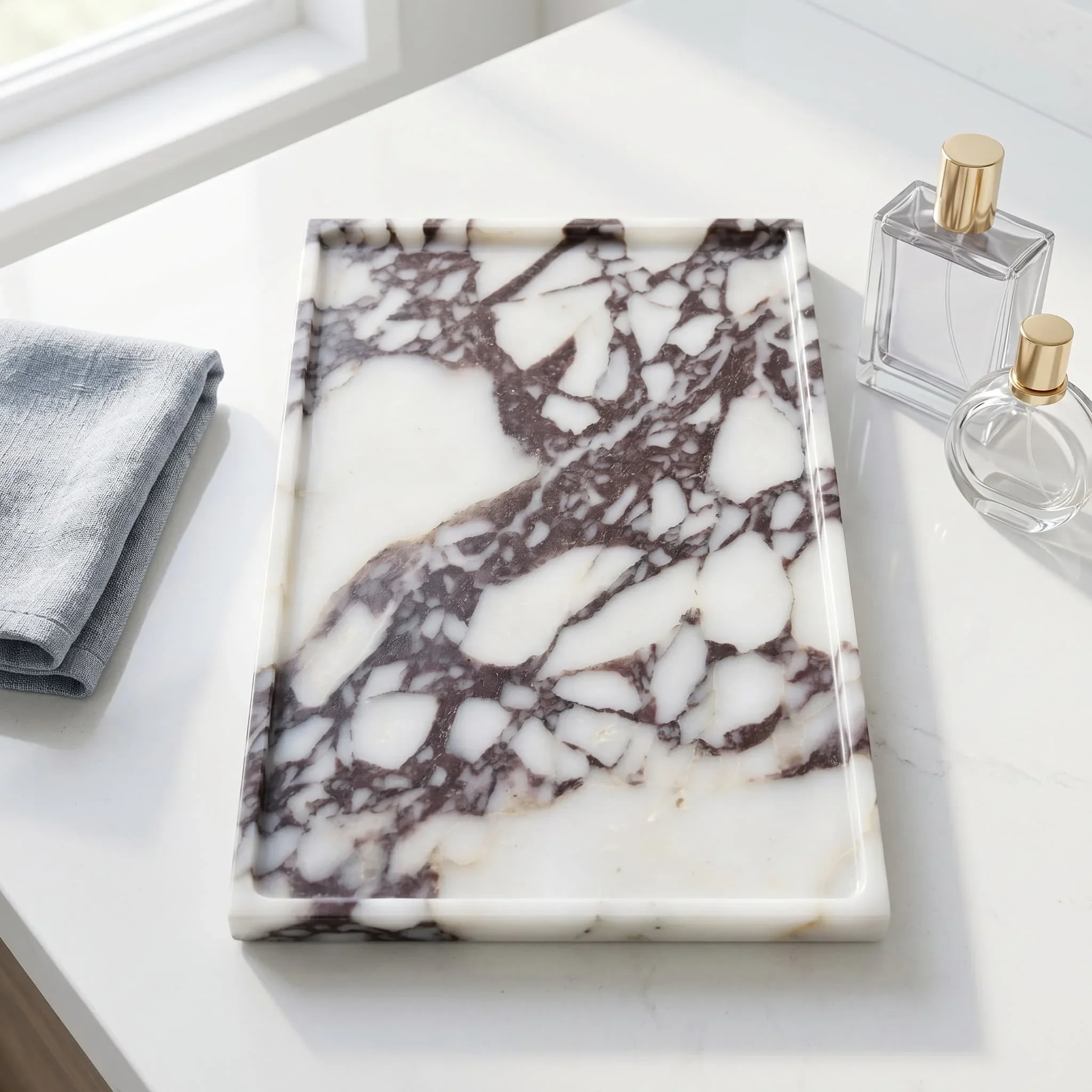 Luxury stone tray, one-piece molded fruit tray, storage tray, home storage, living room desktop ornament, key ornament.