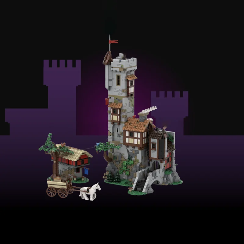 中世の城 Moc ビルディングブロック ウルフパックタワー モデル モジュラーテクノロジー ブリック DIY 組み立ておもちゃ 建設 ホリデーギフト