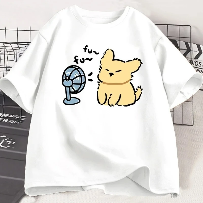 

Summer Cool Fan Cat Women's T-shirt Casual Fashion Harajuku Women's T-shirt Fun Cotton T-shirt Short Sleeve Pattern T-shirt