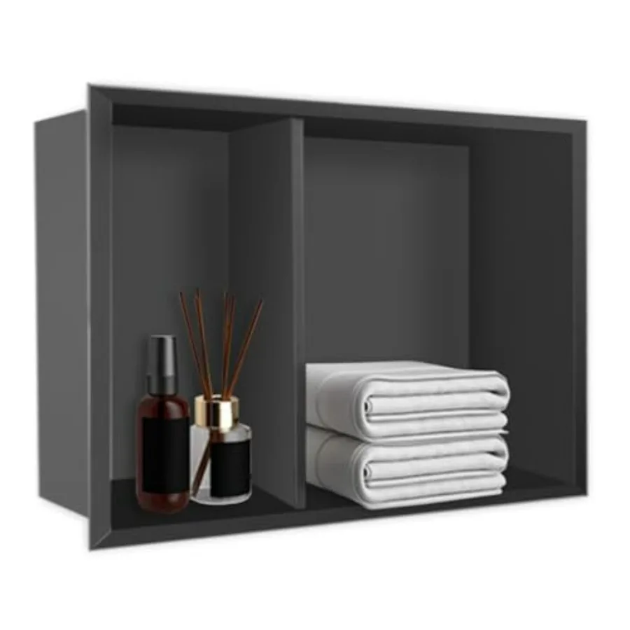 

Встраиваемая душевая ниша 16x20 см, черная, без необходимости укладки плитки, из нержавеющей стали, с двойной полкой для хранения, для ванной комнаты