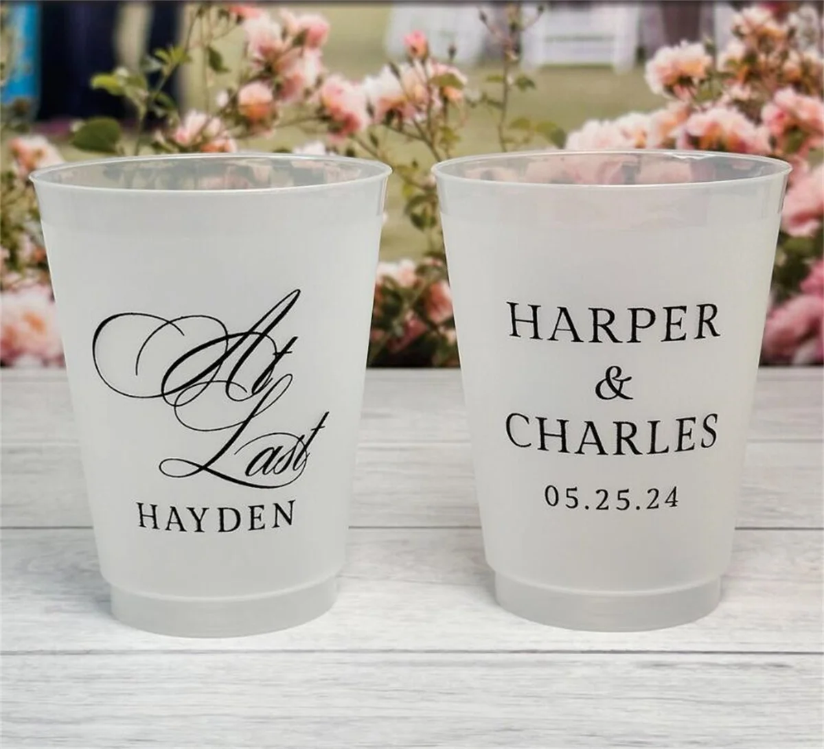 10pcs Custom Wedding Cups, Reception Bar Frosted Cups, Personalized Shatterproof Cups, Modern Wedding Decor, Signature Cocktails