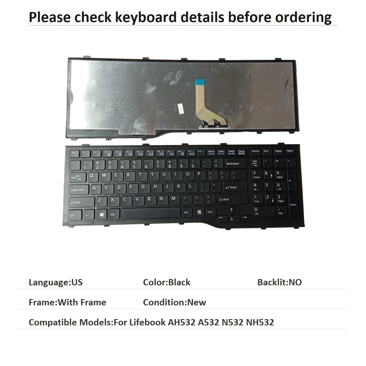 New US Language  Keyboard For Fujitsu Lifebook AH532 A532 N532 NH532 Notebook PC Replacement Keyboard