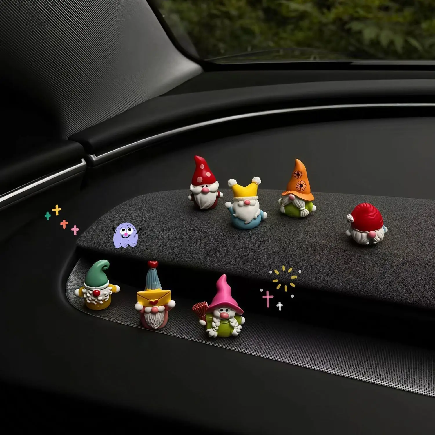 Seven dwarfs desktop ornaments car center console screens computer monitors workstations interior decorations setting cure elves