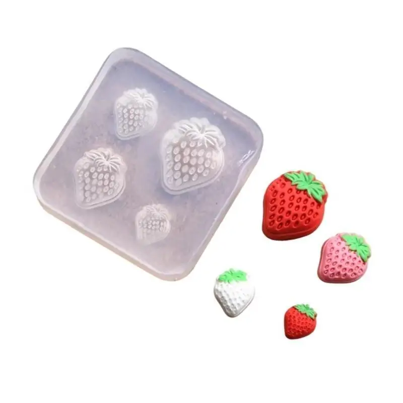

J78F Silicone Mold for DIY Miniature Strawberry Handmade Sweets Mold for Craft Lover