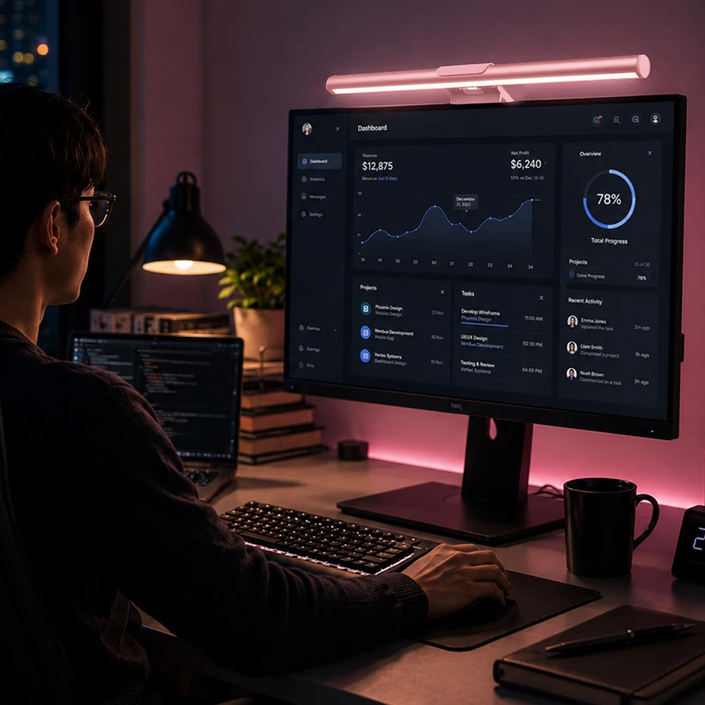 Monitor Light Bar Led Lights Smart Wifi RGB Dimmable Setup Gaming Accessories Cute Room Decor Lightbar Remote Control Desk Lamp - view 5