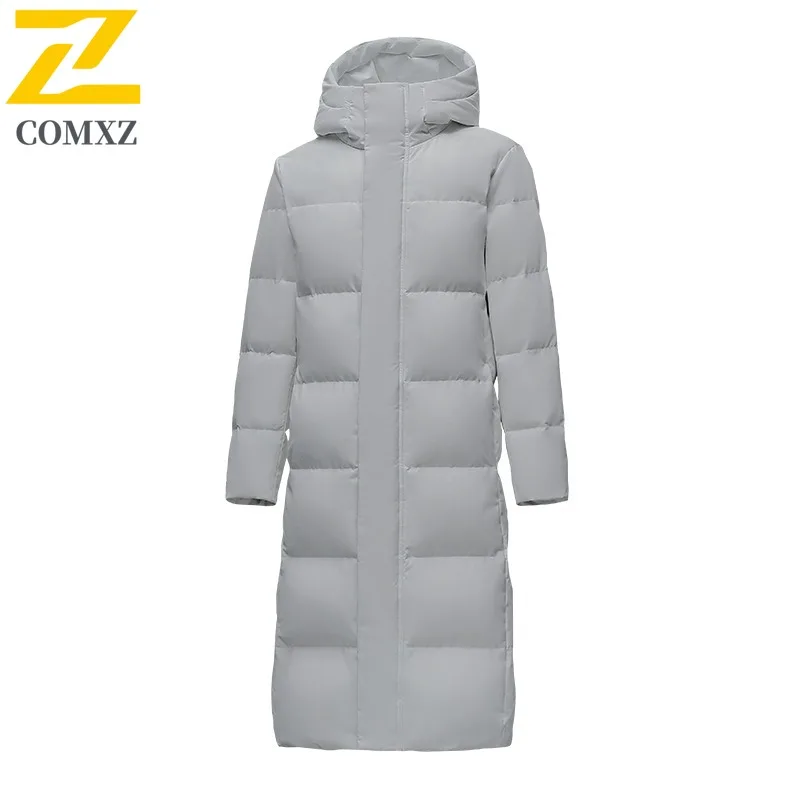 سترة شتوية طويلة من Maxbarley للرجال والنساء عالية الجودة سميكة بيضاء مبطنة للأسفل معطف تزلج دافئ بقلنسوة سترة ريشة #6