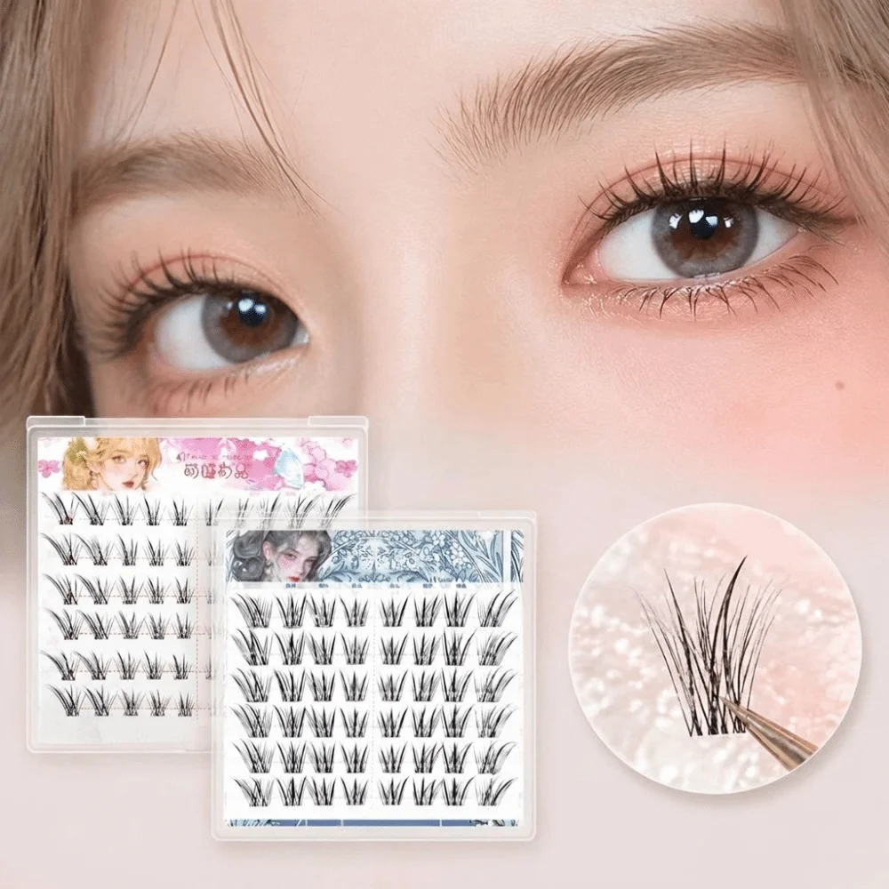 Natural Long Glue-free Eyelashes Transparent Stem Enlarge Eyes Lash Extension Reusable Lightweight Noglue Eyelashes