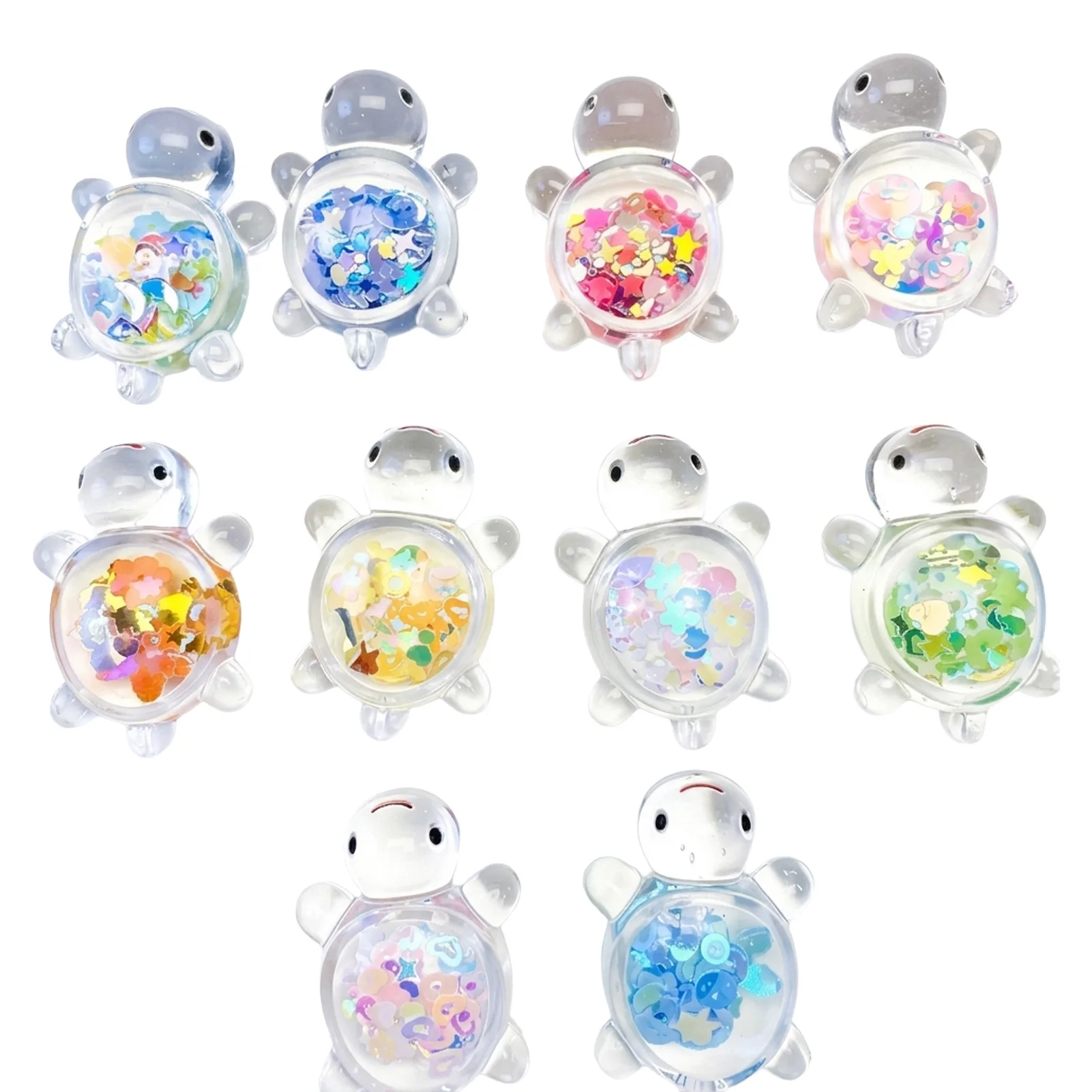 10pcs Acrylic Turtle Pendants Clear Transparent PMMA Charms for DIY Glitter Night Light Home Craft Art Decoration Gifts