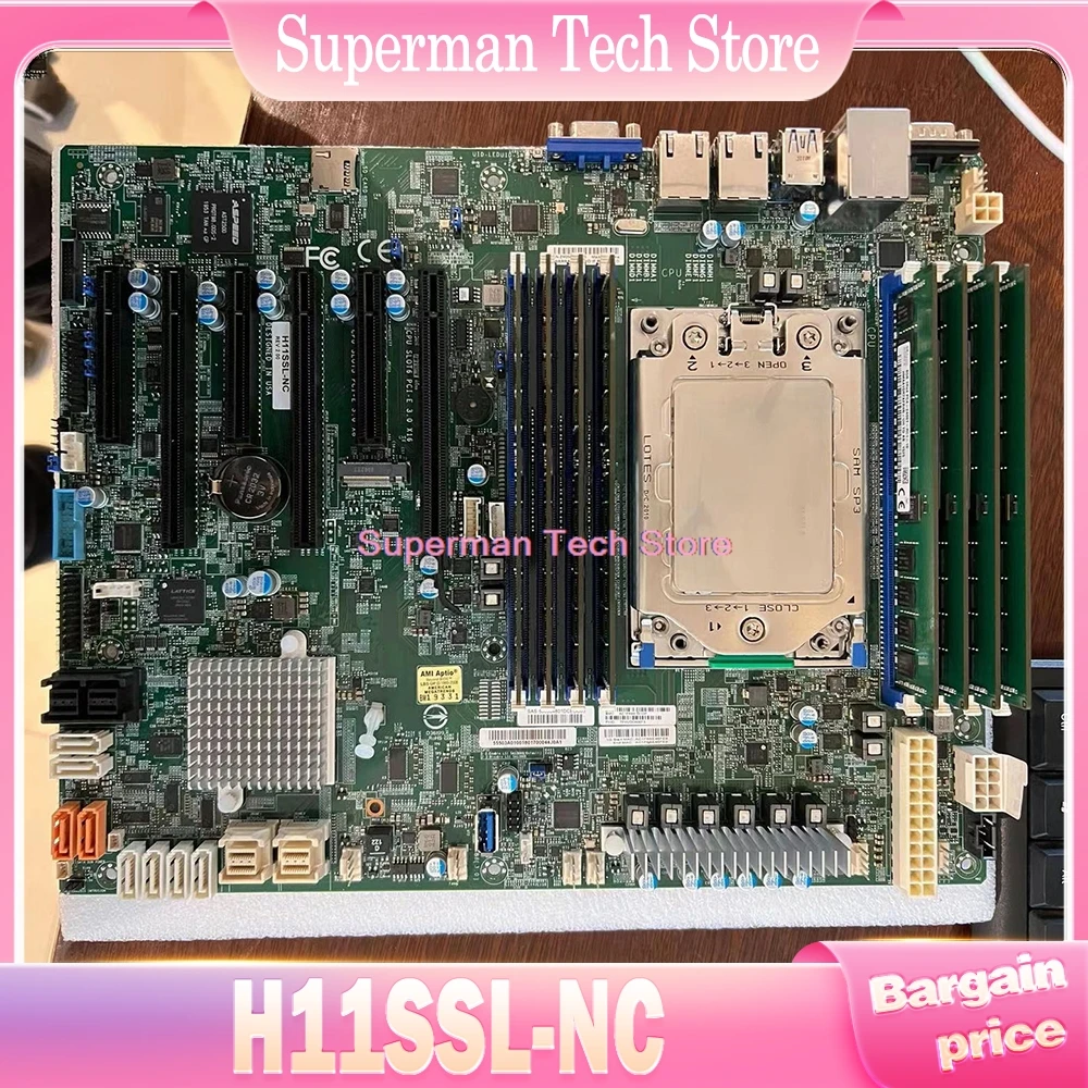 

H11SSL-NC для материнской платы Supermicro EPYC серии 7001/7002, процессор 8 SATA 3,0 + Broadcom 3008 для 8 портов SAS3 + 2 NVMe