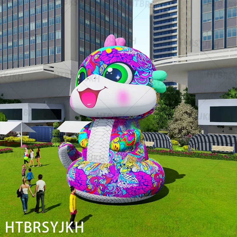 Giant inflatable snakes, colorful inflatable models of cute snakes, decorative props for outdoor activities in shopping malls