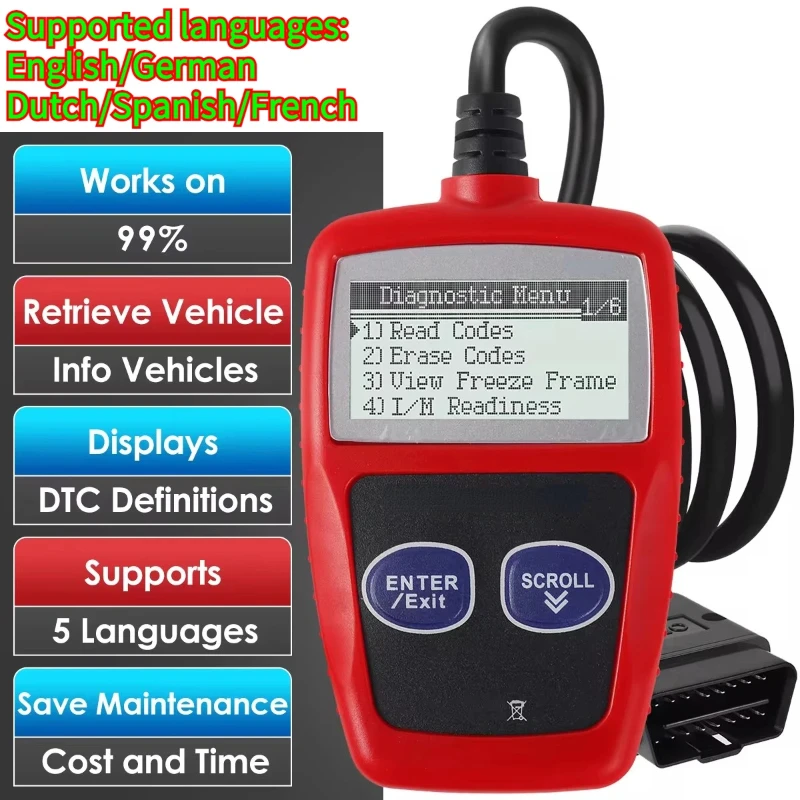 HOT&Multilingual Car Fault Diagnosis Instrument Clear Fault Codes Engine Diagnostic Scanning Universal Version Auto OBD OBD2